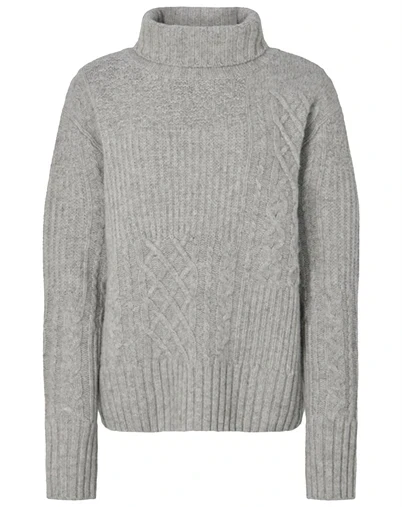 Rabens Saloner - Anli Patchwork Knit Sweater - Light Grey Melange